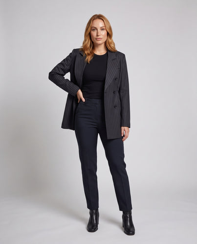 Damen Longblazer im Nadelstreifen‑Look, tailliert & doppelreihig Nord Taschen