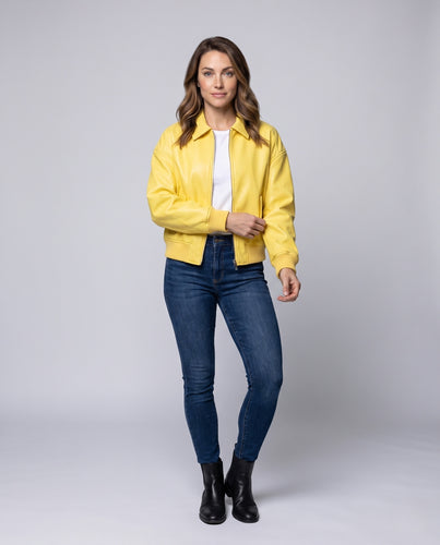 Damen Oversize-Bomberjacke mit Reißverschluss, aufgesetzten Taschen und Rippbündchen Nord Taschen