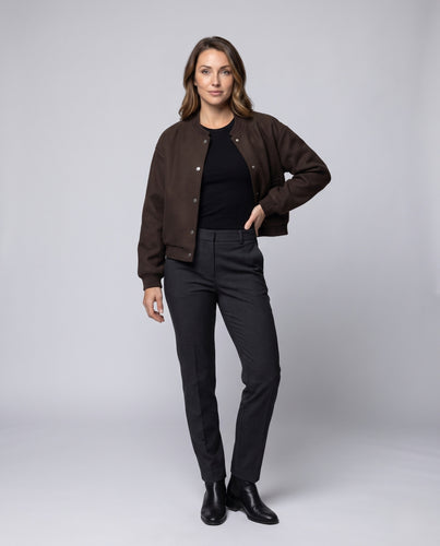 Damen Oversize-Collegejacke in Woll-Optik mit Druckknöpfen, Rippbündchen und Eingrifftaschen Nord Taschen