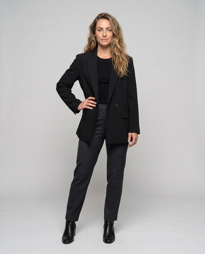 Damen Oversize-Longblazer mit Doppelreihe und Pattentaschen Nord Taschen