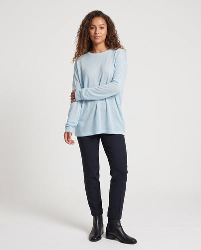 Damen Leichter Transparenter Oversize-Feinstrickpullover mit Rundhals und legerer Silhouette Nord Taschen