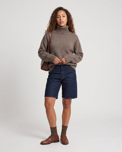 Damen Oversize-Rollkragenpullover mit extrabreiter Silhouette und gerippten Abschlüssen Nord Taschen