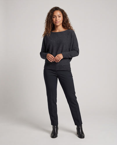 Damen Oversized Fledermausärmel Sweatshirt mit Spitzensaum Nord Taschen