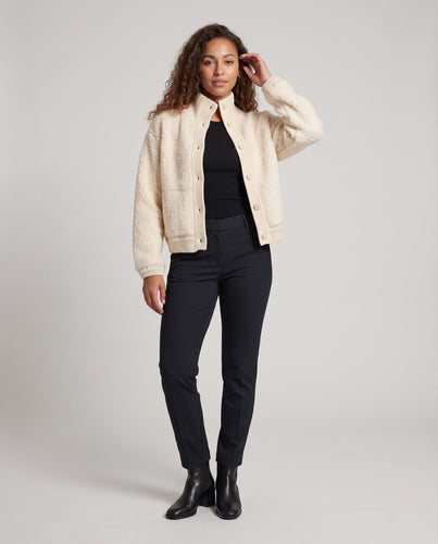 Damen Teddy-Fleece-Cardigan mit Stehkragen und Knopfleiste Nord Taschen