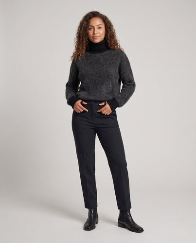 Damen Weicher Mohair-Mix Rollkragen-Pullover mit entspannter Oversize-Passform Nord Taschen