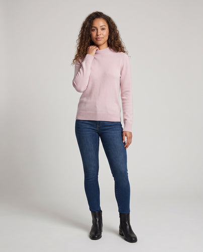 Damen Feiner Rundhalspullover aus Kaschmiroptik mit feinem Rippkragen und legerer Silhouette Nord Taschen