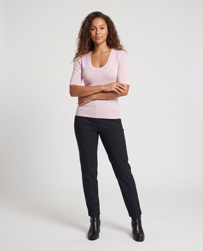 Damen Feines U-Ausschnitt-Feinstrickshirt mit dreiviertelärmeln Nord Taschen