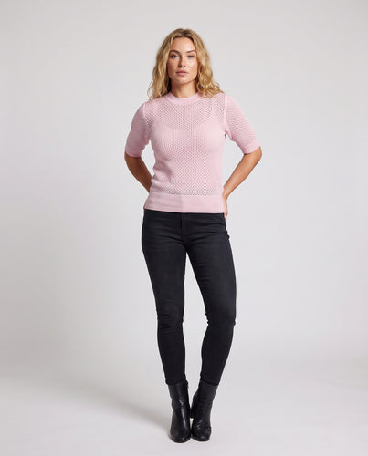 Damen Feinstrick-Pullover mit halblangen Ärmeln und feiner Waffelstruktur Nord Taschen