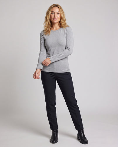 Damen Leichtes Langarmshirt mit Rundhalsausschnitt und fließender Jersey-Qualität Nord Taschen