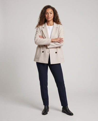 Damen Boxy‑Kurzmantel aus Wollmix im Blazer‑Look mit Revers und aufgesetzten Eingrifftaschen Nord Taschen