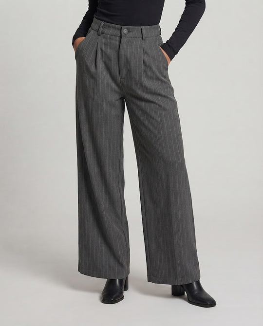 Damen Hochtaillierte Palazzo-Hose mit Nadelstreifen und weitem Bein Nord Taschen