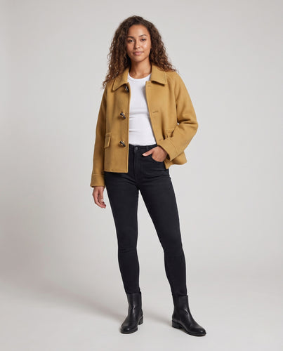 Damen Boxy‑Kurzmantel aus Wollmix mit Knebelverschlüssen und Pattentaschen Nord Taschen