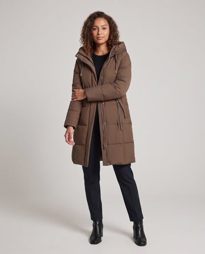 Damen Knieumspielender Thermo‑Steppmantel mit hochgeschlossenem Kragen und verdeckter Reißverschlussfront Nord Taschen