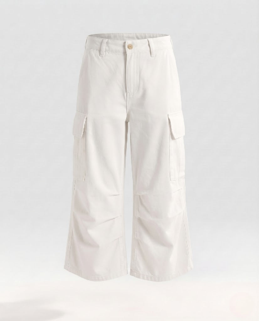 Damen Cargo-Culotte mit weitem Bein, tief sitzendem Bund und aufgesetzten Taschen Nord Taschen