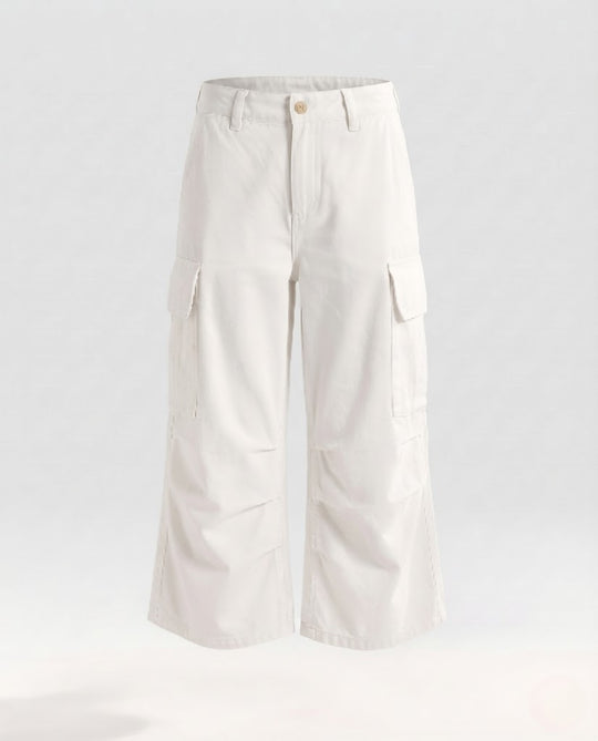 Damen Cargo-Culotte mit weitem Bein, tief sitzendem Bund und aufgesetzten Taschen Nord Taschen