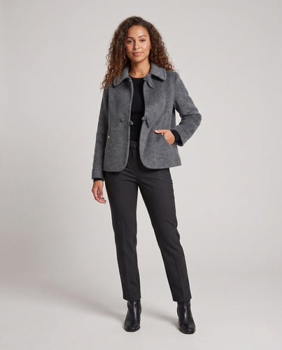 Damen Kurzjacke im Cocoon‑Schnitt aus Woll‑Alpaka‑Mix mit Schlaufenknöpfen Nord Taschen