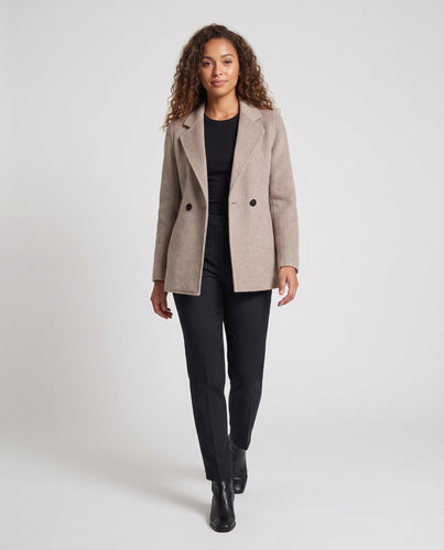 Damen Kurzmantel aus Wollmix mit kastigem Schnitt, Reverskragen und dezenter Doppelknopf-Front Nord Taschen