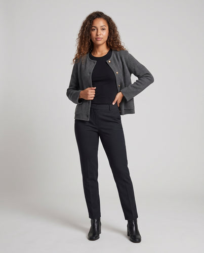 Damen Kurzmantel aus Wollmix mit metallischen Zierknöpfen und minimalistischer Rundhalslinie Nord Taschen