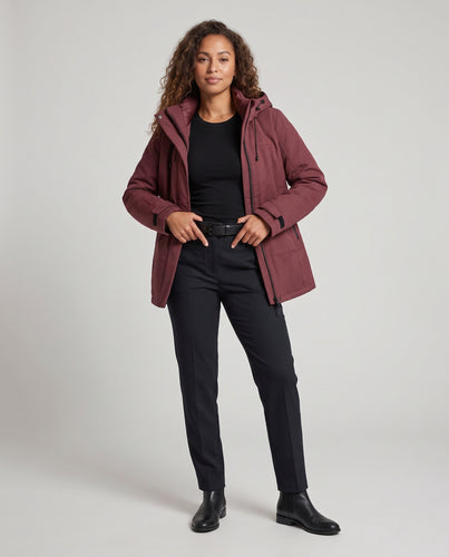 Damen Kurzparka mit Kapuze und taillierbarem Kordelzug, winddichter Outdoorjacke Nord Taschen