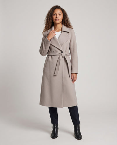 Damen Maxilanger Wollmix-Mantel mit Oversized-Schalkragen und verdeckter Knopfleiste Nord Taschen