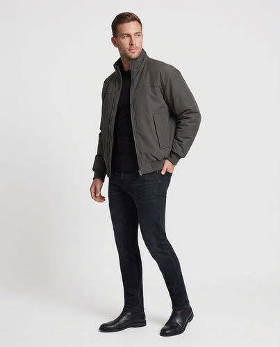 Herren Boxy-Zip-Blousonjacke mit Stehkragen, verdeckter Reißverschluss und soften Bündchen Nord Taschen