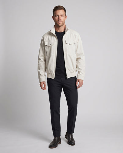 Herren Kurzblouson im Workwear-Stil mit durchgehendem Reißverschluss, Brustklappen und elastischem Bund Nord Taschen