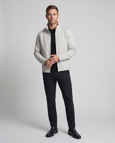 Herren Leichte Tech-Übergangsjacke mit hohem Stehkragen, Zwei-Wege-Reißverschluss und strukturierenden Nahtpanels Nord Taschen