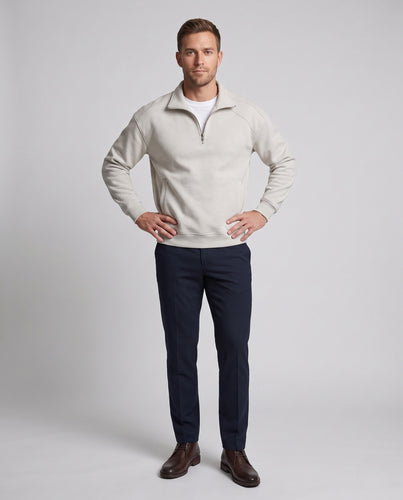 Herren Lockeres Halbzip-Sweatshirt mit hohem Kragen, Raglanärmeln und soften Bündchen Nord Taschen