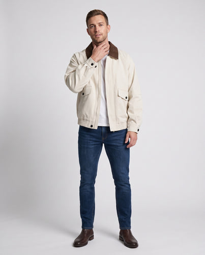Herren Oversize-Bomberjacke im Veloursleder-Look mit kontrastierendem Hemdkragen und aufgesetzten Klappentaschen Nord Taschen