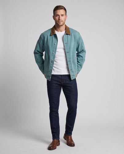 Herren Oversize Freizeitjacke aus Baumwoll-Canvas mit Cordkragen und Druckknopfleiste Nord Taschen