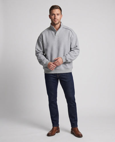 Herren Oversize-Halbkragen-Sweatshirt mit Druckknopfleiste und überschnittener Schulter Nord Taschen