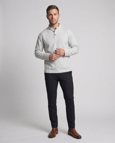 Herren Oversize-Henley-Sweatshirt mit kurzem Knopfleisten‑Stehkragen und Raglanärmeln Nord Taschen