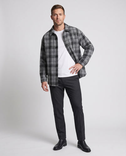 Herren Oversize-Karo-Hemdjacke aus Wollmix mit kastiger Silhouette und aufgesetzten Taschen Nord Taschen
