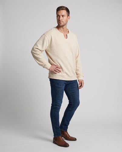 Herren Oversize-Layerpullover mit angenähtem Hemdkragen und U-Ausschnitt Nord Taschen