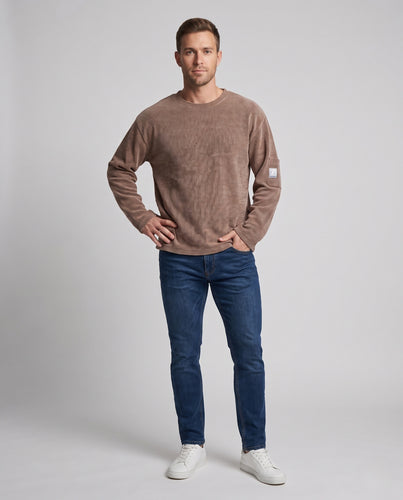 Herren Oversize-Strickpullover mit Struktur, Rundhalsausschnitt und überschnittener Schulter Nord Taschen