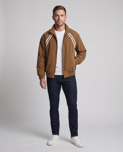 Herren Oversize-Trainingsjacke mit Stehkragen, Raglanärmeln und kontrastierenden Streifen Nord Taschen