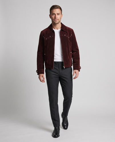 Herren Samtblouson mit Western‑Passe und Ziernieten Nord Taschen