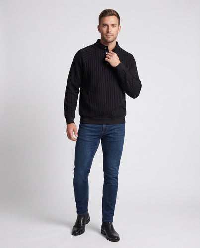 Herren Texturierter Henley-Pullover mit halbknopfleiste und Raglanärmeln Nord Taschen