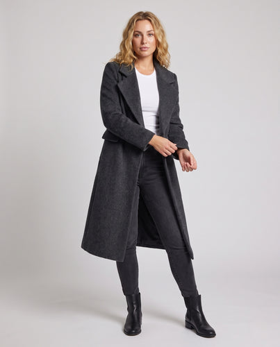 Damen Midilanger Wollmix‑Mantel im Clean‑Cut mit großzügigem Revers und Pattentaschen Nord Taschen