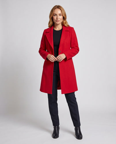 Damen Midilanger Wollmix‑Mantel mit Reverskragen und dekorativem H‑Verschluss Nord Taschen