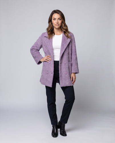Damen Mohair-Blazer mit lockerem Schnitt und Schalkragen Nord Taschen