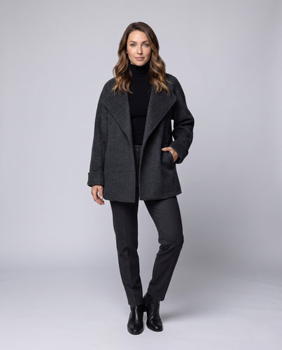 Damen Oversize Wollmix‑Cocoonmantel mit großzügigem Schalkragen und aufgesetzten Eingrifftaschen Nord Taschen