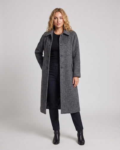 Damen Wadenlanger Wollmix-Mantel Nord Taschen