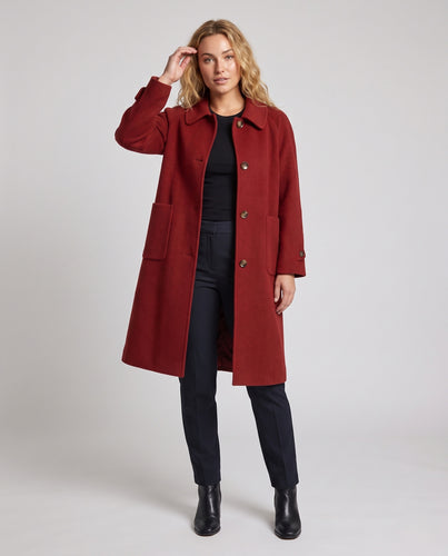 Damen Wadenlanger Wollmix‑Mantel im minimalistischen Clean‑Cut mit großen aufgesetzten Taschen Nord Taschen