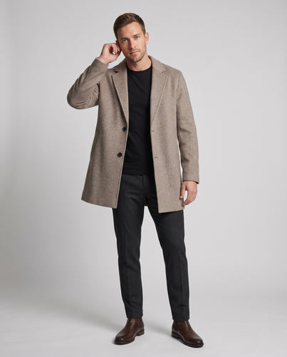 Herren Chesterfield-inspirierter Kurzmantel aus Wollmix mit gerader Silhouette und dezenter Zwei‑Knopf‑Front Nord Taschen