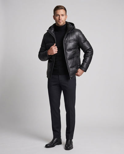 Herren Taillierte Thermo‑Steppjacke mit mattierter Oberfläche und abnehmbarer Kapuze Nord Taschen