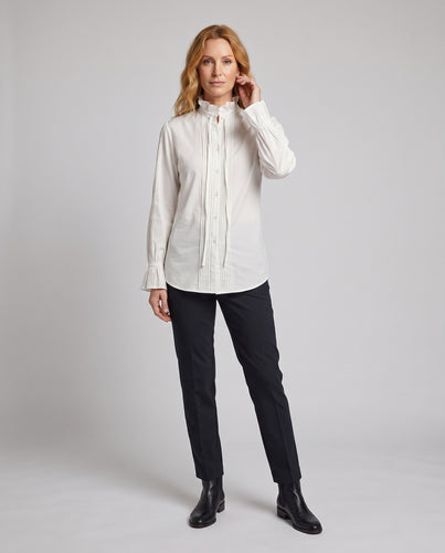 Damen Elegante Bluse mit Rüschkragen, plissee-Detail und gerafften Manschetten Nord Taschen