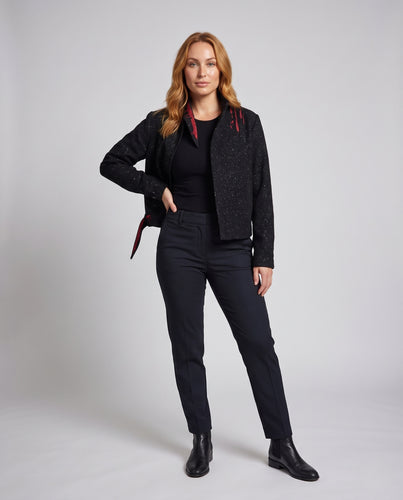 Damen Kurz geschnittene Boxy-Jacke mit Glitzerspur und dekorativen Cut‑Out-Applikationen Nord Taschen