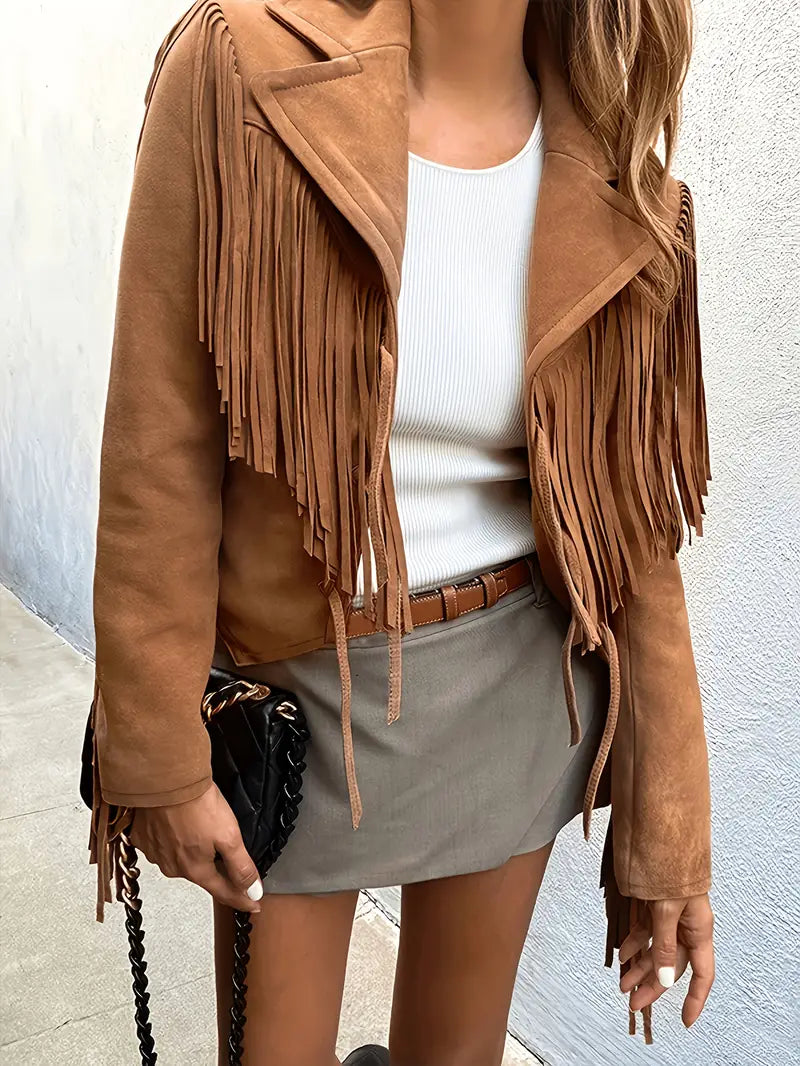 Damen Wildlederjacke mit Fransen