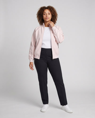 Damen Oversize-Zipjacke mit Kontrastpaspel, Stehkragen und Kängurutaschen Nord Taschen